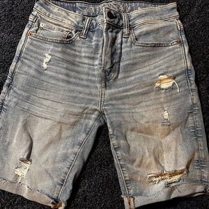 American Eagle Outfitters Light Blue Ripped Jean Shorts